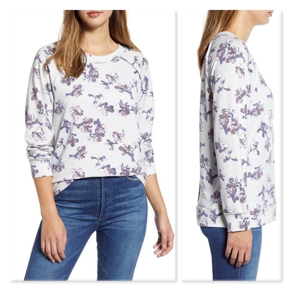 Caslon Cozy Print Sweatshirt in Purple Flower